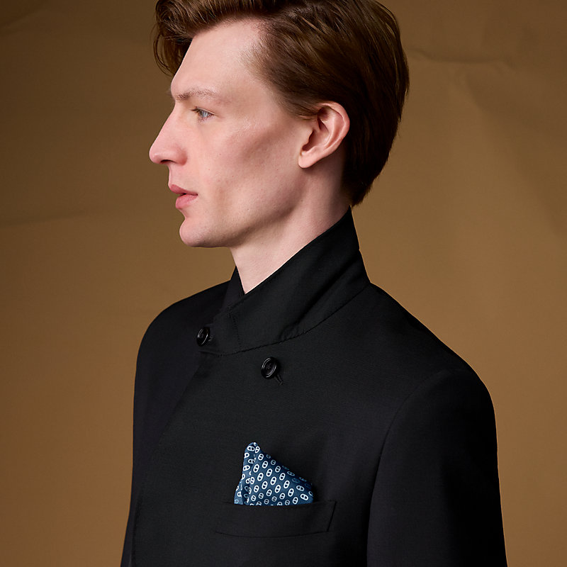 ポケットチーフ 42 cm 《3プティ・マイヨン》 - ブルー | Hermès